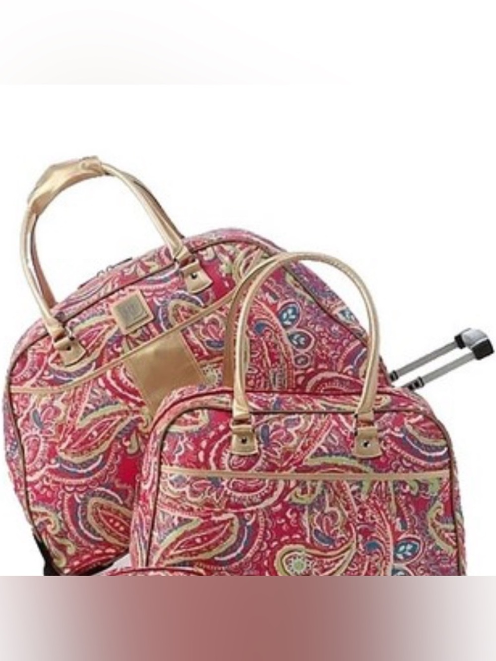 new directions Pink Paisley Travel Tote Set with Gold Accents